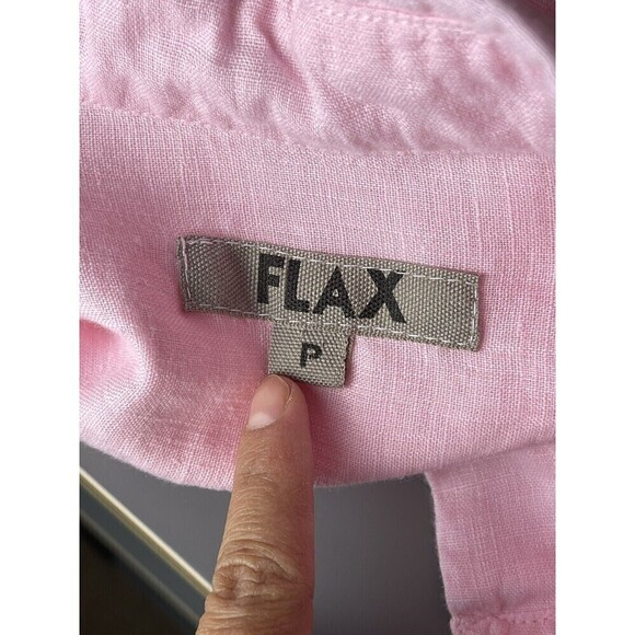Flax Pink Linen Button Up Shirt Size S Fits 4-6 Collared Long Sleeve Lagenlook - Picture 7 of 12